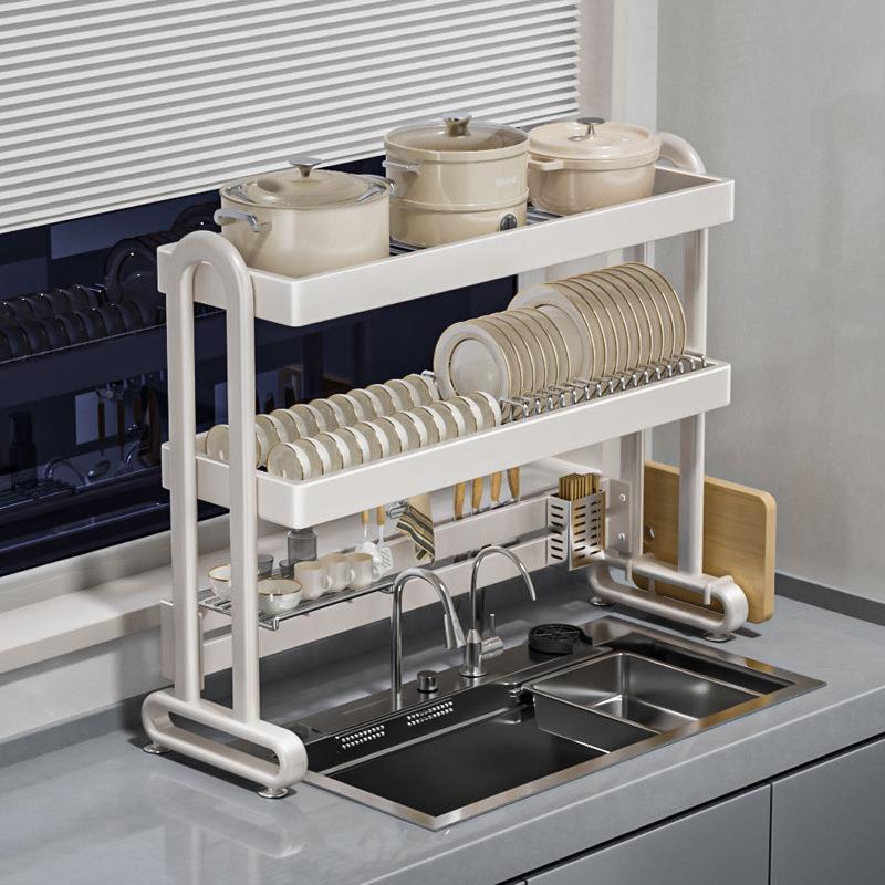 不钢厨房置水物架碗碟收纳水池nj锈台多功能面沥水碗架槽置物架