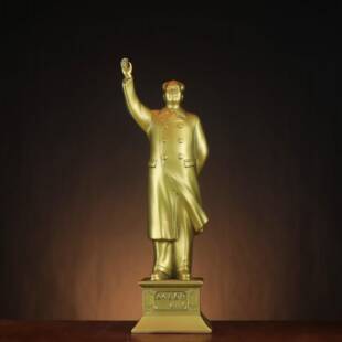 毛爷铜像家居办公室件挥手摆主席NLQ大风衣主席国典爷毛主席站像