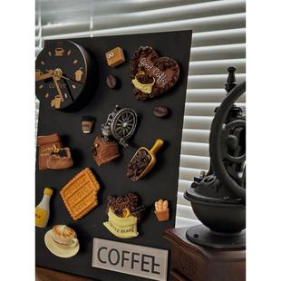 Cof贴fee咖啡展示金烘属装 sz飒飒10饰板箱摆件冰咖啡馆焙磁吸铁板