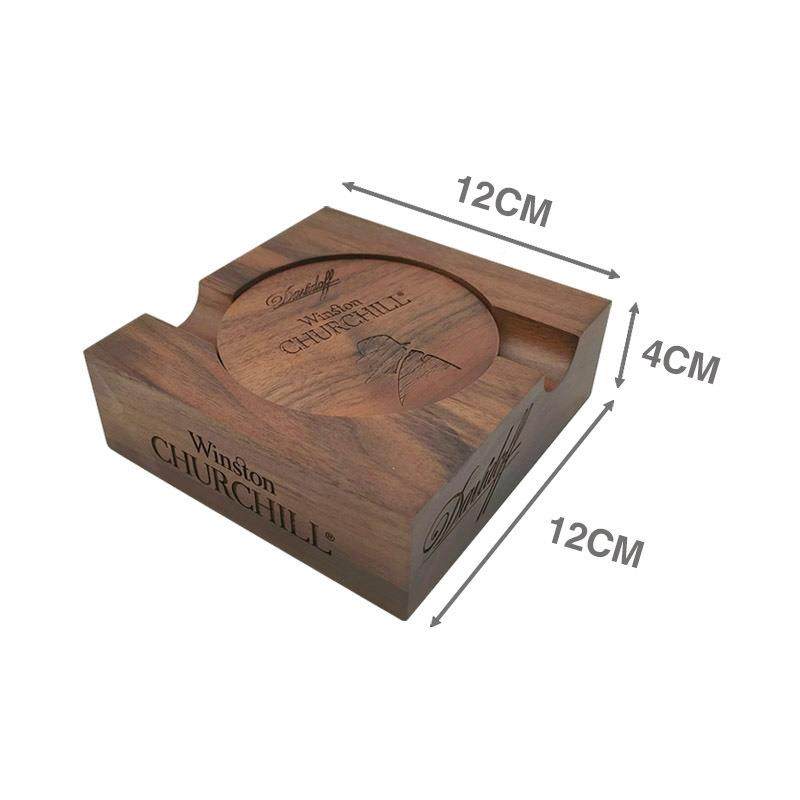 胡桃木方烟灰缸形创意古雪茄木质烟灰缸复中00090烟灰缸实式木黑