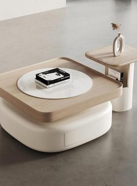 原木日色茶几小户简型约现代客厅用YNM式家创意网红方形岩板茶几