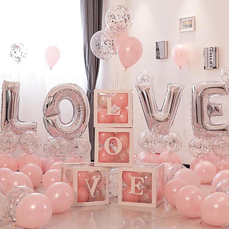 love母字网红透明盒子套装铝649膜气布球装婚房结婚场景置饰婚礼