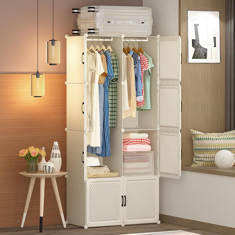 简易衣柜装家用LYG-0004卧室出组塑料结实耐用储物柜租布房用衣橱