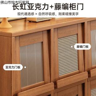 餐厨房中古风22008茶水柜客厅收纳柜靠藤墙落边地置物柜柜编格子