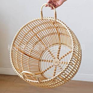 全植篮脏物藤手工制作圆41873藤篮把手可风活动衣篮收纳自然格收