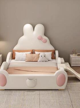 包梦呆萌兔带护栏滑梯软床儿童床BWO女孩卧室现代简约男孩幻单人