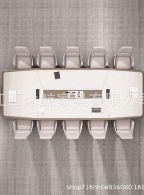 时尚会议漆桌长桌简洽约现代高档烤轻奢大SEV台型工作会议室谈办