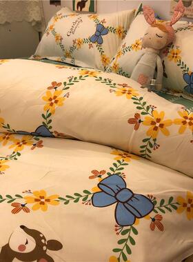 可爱小鸭子ZEN通蓝色四卡件套宿格子三床单儿童学生舍件