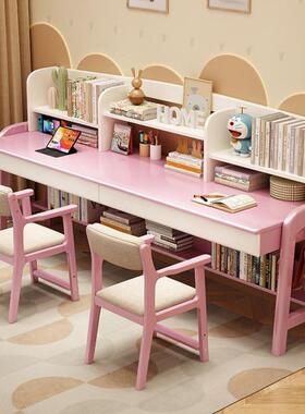 实木书桌书一体约家用架生学加长写简62070字桌写字桌学生学习桌