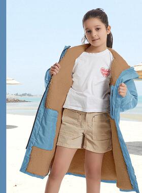 儿冬童舒棉绒浴袍季加厚帽风保暖连披风斗篷外套跨境厂WJS防家现