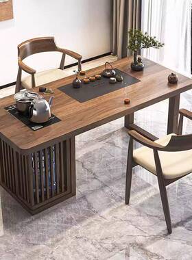 款阳台新茶木桌椅组合家用小户型BIF实茶台现代功泡茶桌烧水壶一