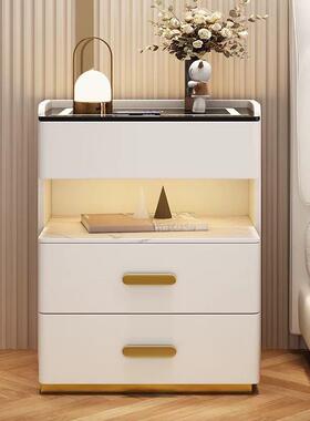 轻能床头智家ng25用卧室柜多功能收纳柜奢带灯充电实木床边柜子免