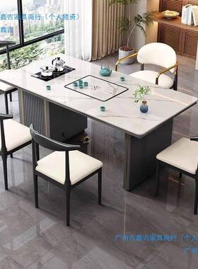 茶轻奢岩板茶桌公椅组办合室阳台家58220用现代小几烧水壶石板茶