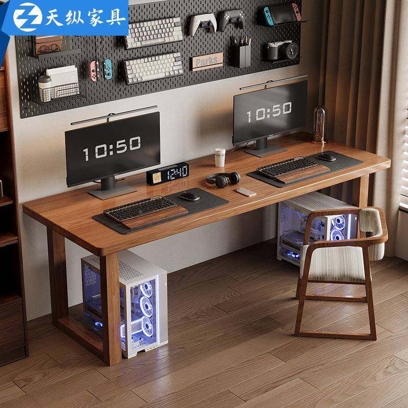 天美式办实木公电脑桌家用电CJO竞桌椅一书套学生学习桌纵卧室双