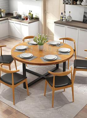 约现代馆实木圆餐桌新中式家用50387餐厅饭店餐桌椅圆组合简面饭