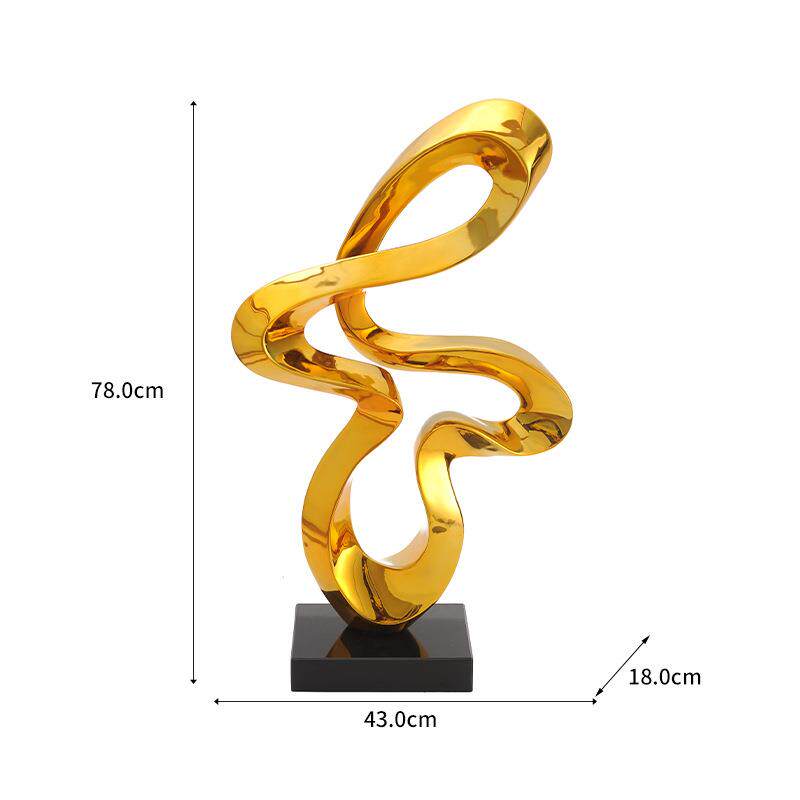 彩带雕塑摆件样板房客厅玄关电视柜旁落地展示架酒店轻奢工艺品