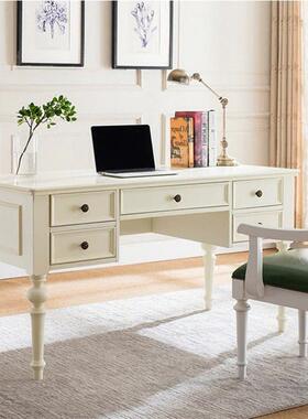 美式实木书桌椅组WHA合小型户黑色简约现代办公电脑字书房家用桌