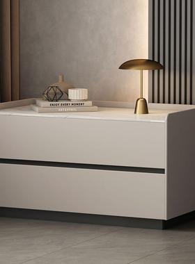 加室宽床柜边斗柜简约红46229轻奢极简皮艺网现代卧床头柜意式