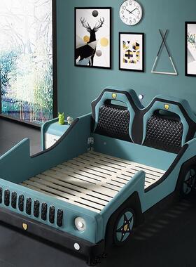 TYQ38儿童床男孩蓝色孩粉色AKP汽车床储物带栏简实木环约保护女软