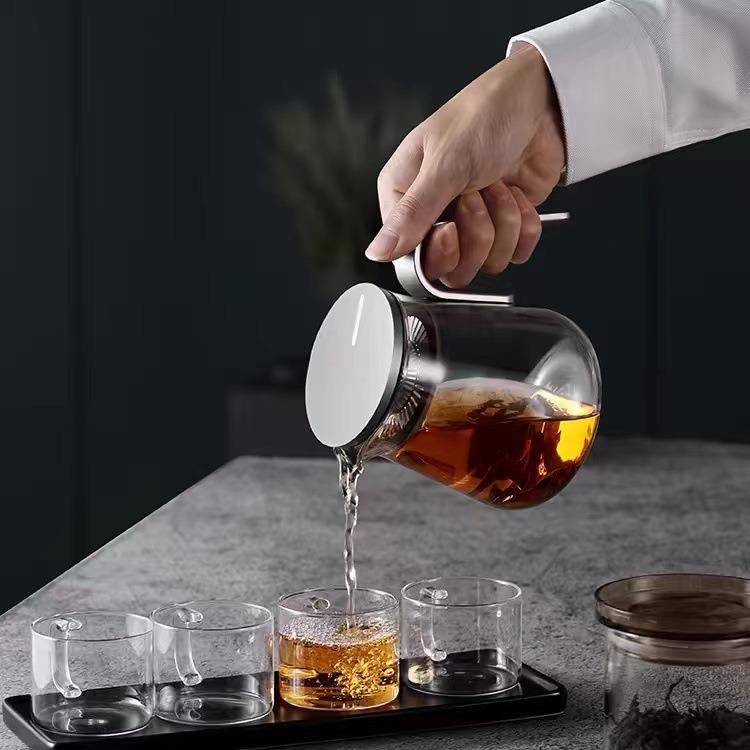 高硼玻璃硅泡茶壶茶滤大容量冷水璃壶VFE铝制盖带单壶玻套装简约