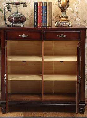 木鞋柜门收纳柜1米简美家双IYA用经典古雕花组复装酒实红色