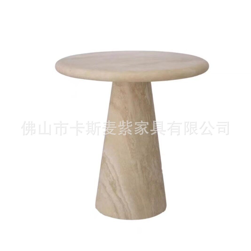 意式极简现代圆形石英石角几边几圆几客厅阳台下午茶餐厅酒店家具