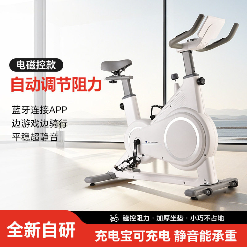 新款智能电磁控静音全包可充电健身器材飞梭十档阻力调节动感单车