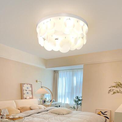 古奶油11573壳设计客温厅灯现中代简约馨浪漫贝女孩房间卧室护眼