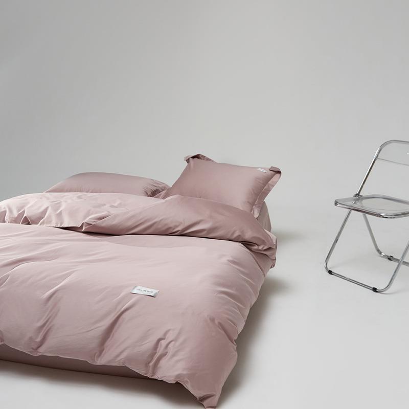 100棉支长绒棉纯951贡缎床上四件笠套全棉轻奢纯色款床单被套床床