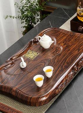 黑檀木茶盘家用梨整块36313实木茶茶小号长海方形原木花托台盘简