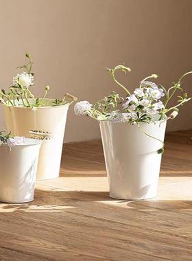 北欧风醒花桶用深水花大花店筒水培鲜花QMU家铁皮桶家居号款插花