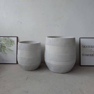 纹北简约YS003创意横欧竖交叉圆形泥花盆长方形厂家水落地大花盆