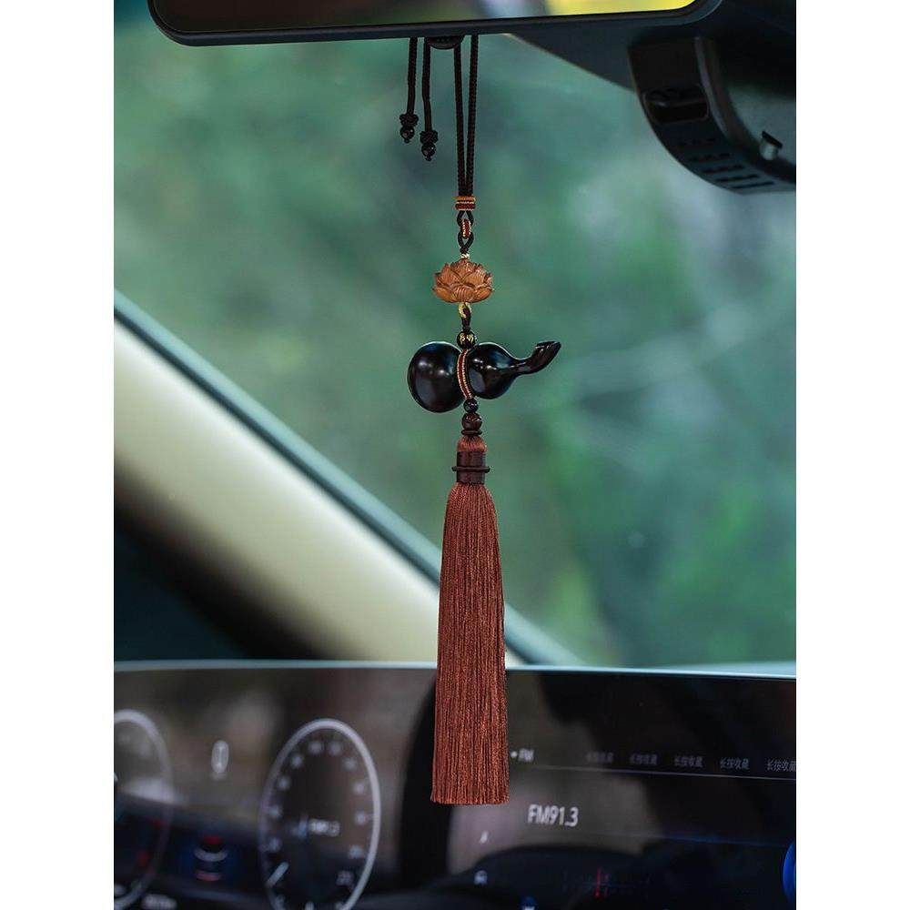 檀载木桃木后视镜禄405葫芦吊昌坠挂饰品车挂件车汽男女吊饰车内