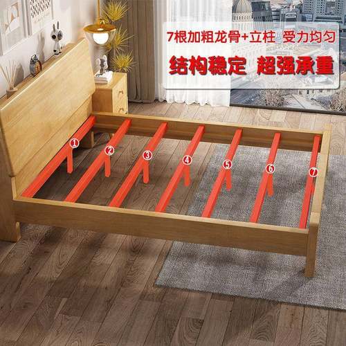 实木床双.人床全1约实木橡木15米.2木床1米8大床主卧婚DKX床现代