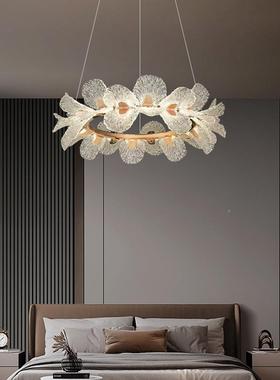 法式端奶油风22702卧室高轻花奢朵吊灯房间餐厅灯温馨浪漫新房灯