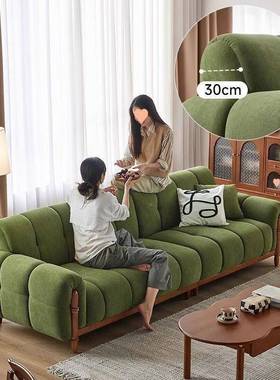 美式琴布键沙发复古新小款墨绿色美式NOL艺客厅沙发户型奶油风直