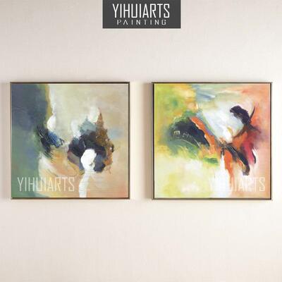 yihuiarts抽象油画纯手绘客厅装饰画玄关餐厅挂画有框现代赵无极