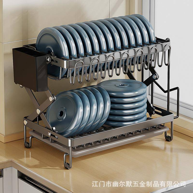 可折叠厨房物架台面碟碗盘放架WDJ-7017碗子免安装沥水晾碗架碗筷