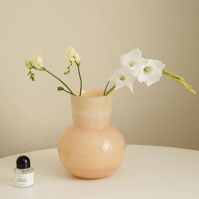 厚玻璃加花瓶法式6712美复古客轻奢高档摆件式厅鲜花插花花器中古