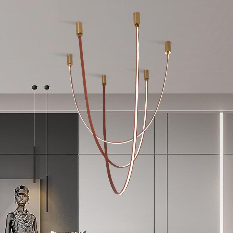 色简硅胶吊灯现X6608代约彩客厅餐厅展厅别墅楼梯皮间复式革皮带