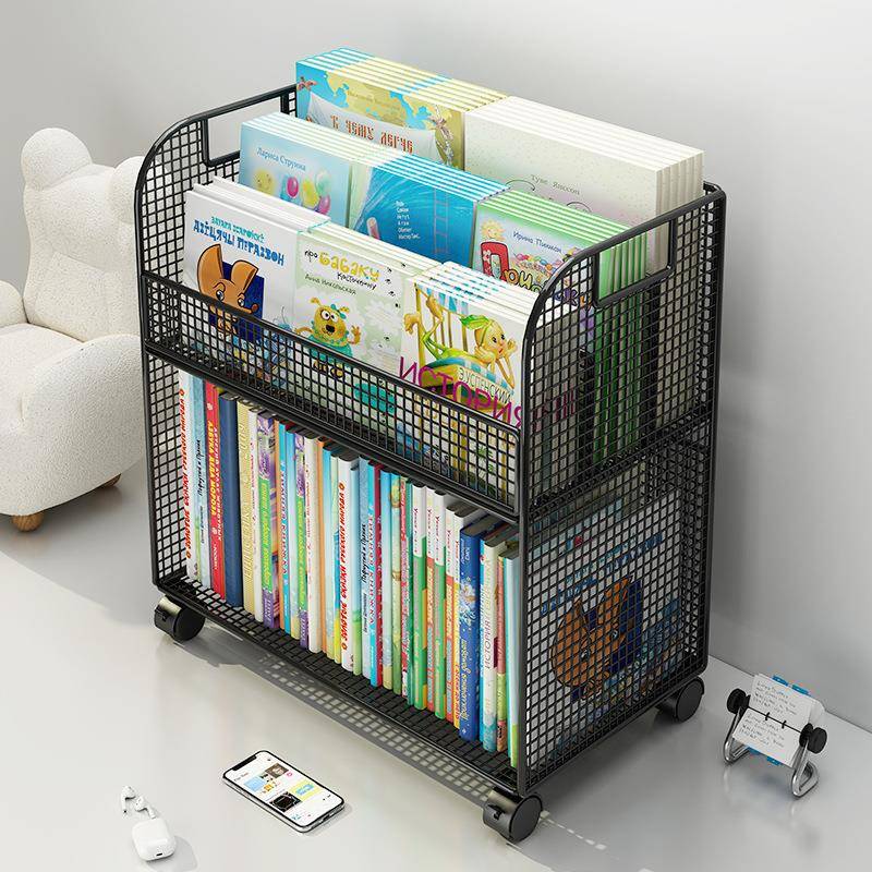 绘本收纳宝宝读架阅可移动带轮架桌置物架书下架中小型落地儿童书