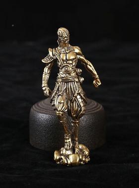 创意实心黄铜斗胜齐天大圣摆件桌佛棒面茶宠文镇纸摆战饰金箍BJ11