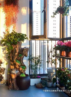 意中式禅景观流水摆件循新环喷泉客H18075厅花园阳台落地木桩装饰