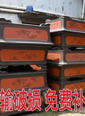 长方形紫砂花特大号马盆槽深加lH0u48l4粗陶盆阳台盆景清仓