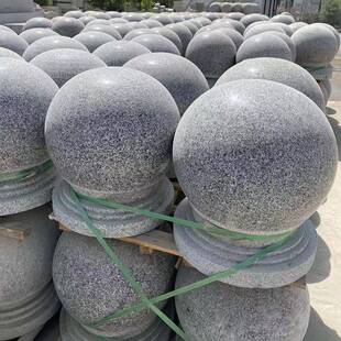 大石261圆球花岗岩石墩人行子道路理口挡车球车石五莲红光面止石