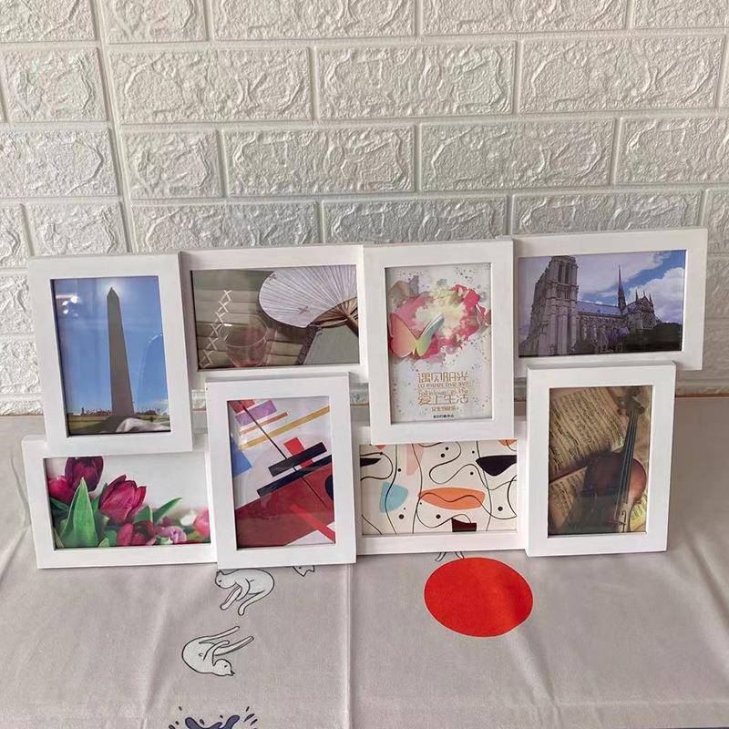 6寸8多连体组合创意挂墙6寸连体相框简实木画框装照片约墙饰框联