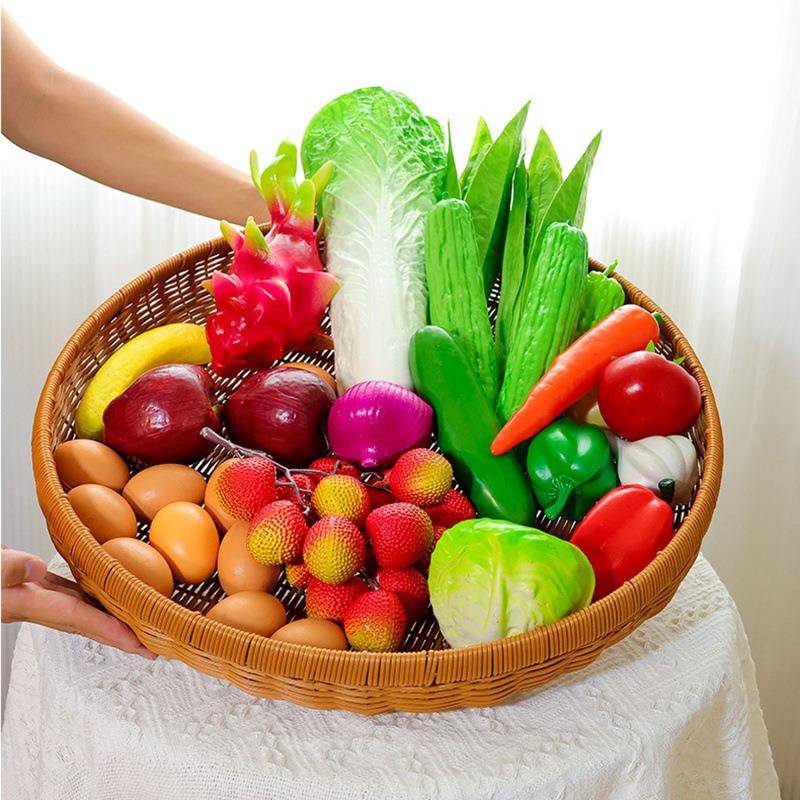 晾晒篮筐簸箕藤家编用圆水ODP形收纳果篮手工编织晒干货篮仿子【