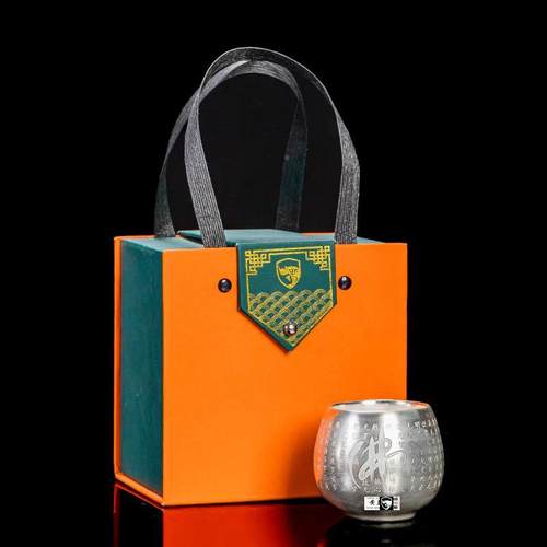 茶真具礼品大师手工鎏经主人杯Y-126银包银心瓷银茶盏手工建盏单