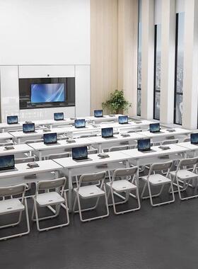 培机训桌椅合教育构BNQ教室人课桌椅可双拼接简约会组议室长条办