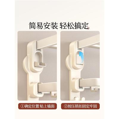 吸盘毛巾架卫生间免打孔浴巾置物架子太空铝厕所奶油风浴室挂套件